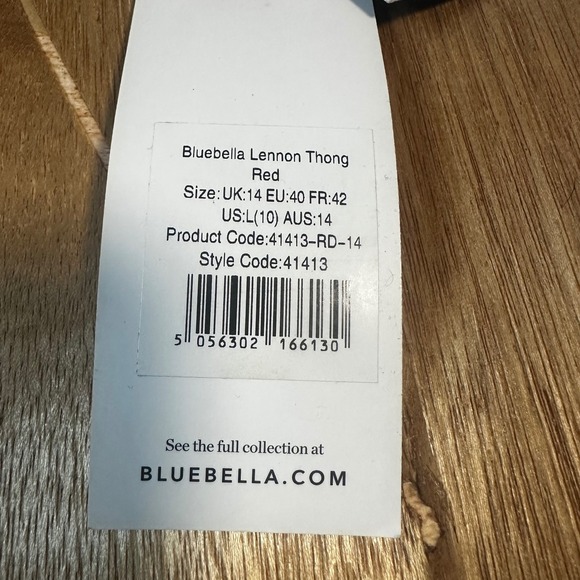 Bluebella Red Lace Trimmed Mesh Bra Thong Lingerie Set Womens Size L - Picture 10 of 12